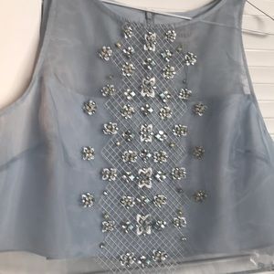 Pale blue COAST organza jeweled top